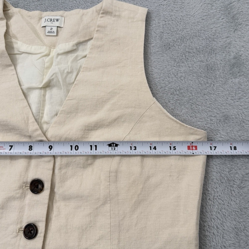 J.Crew Button Front Linen Blend Vest Womens 2 Beige Coastal Preppy Minimalist - Picture 7 of 7